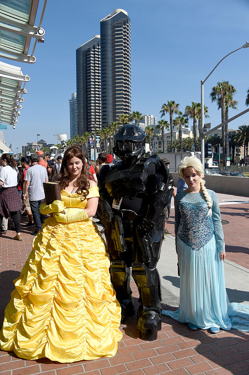 Belle, Elsa, and a Halo Spartan. Image Credit: Frazer Harrison / Getty Images